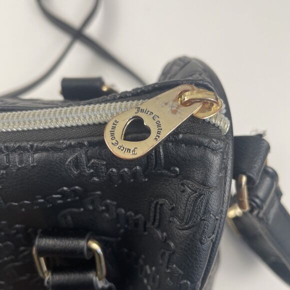 Black Y2K Juicy Couture Fame Satchel Bag / Purse 2000s All Over Pattern - Picture 9 of 9